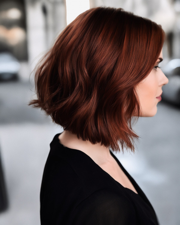 20 Auburn Hair Colour Ideas : Deep Auburn Long Bob