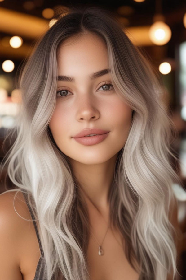 22 Cute Haircuts for Round Faces : Long Ombre Waves with Face-Framing Layers