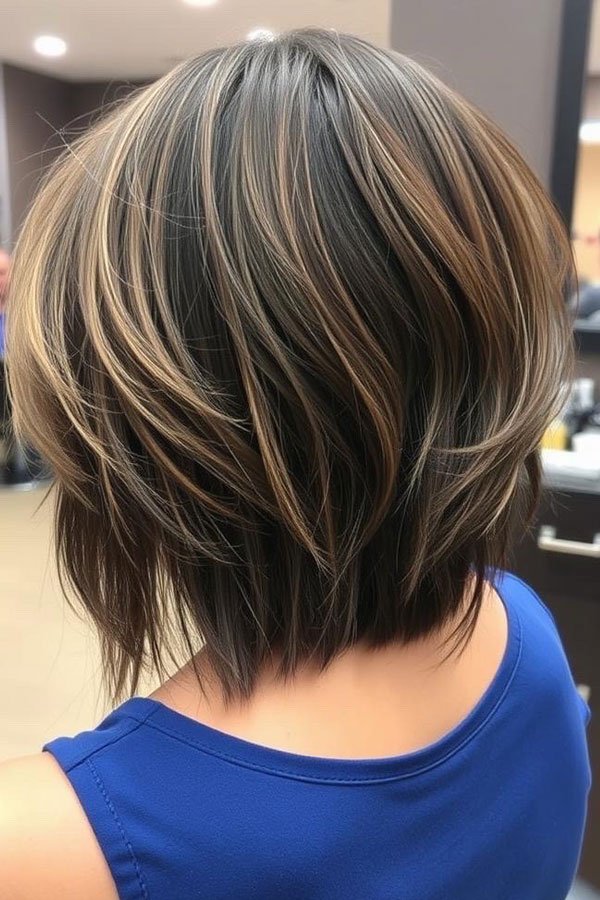 Textured Inverted Bob, Shoulder-Length Layered Haircut