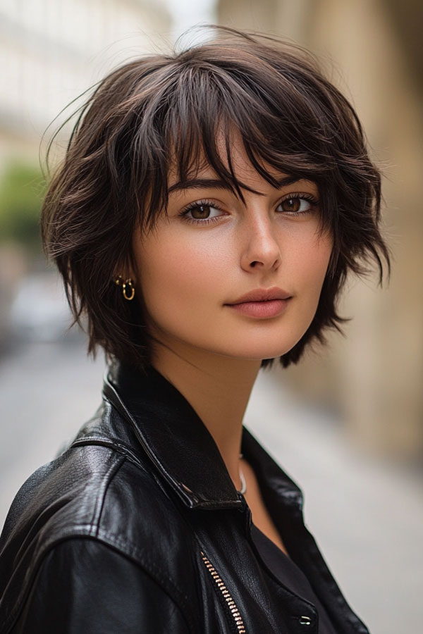 Edgy Shaggy Bob with Textured Layers, cute short haircut, short hairstyle