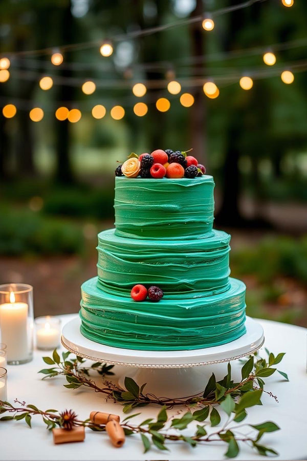 Emerald Forest Two-Tiered Wedding Cake, wedding cake trend, wedding cake