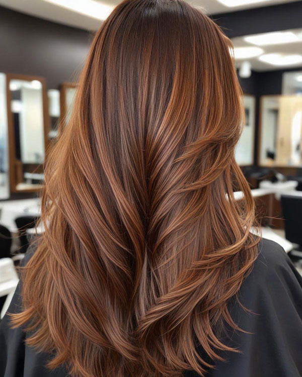 Warm Chestnut Waves, autumn hair colour shades, fall hair color