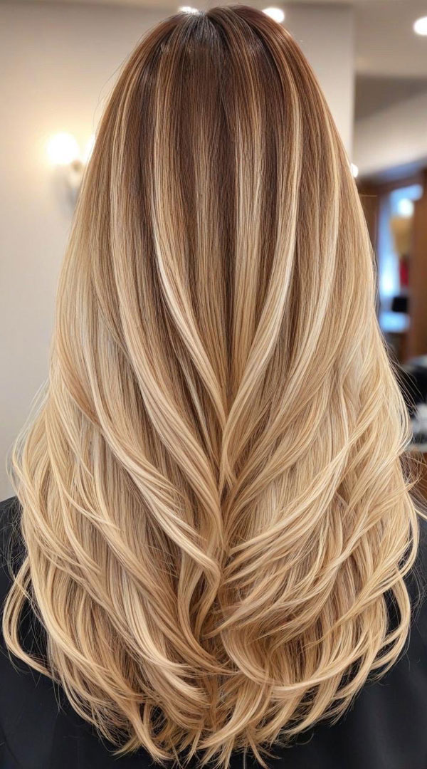 65 Stunning Autumn Hair Colour Shades : Creamy Blonde Long Hair Sun-Kissed Effect