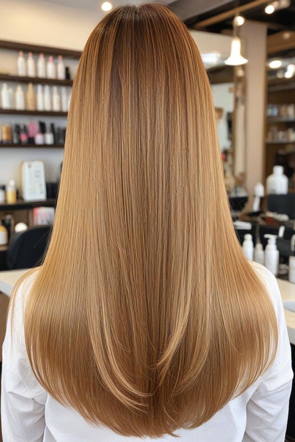 65 Stunning Autumn Hair Colour Shades : Sleek Buttery Blonde Straight Long Hair