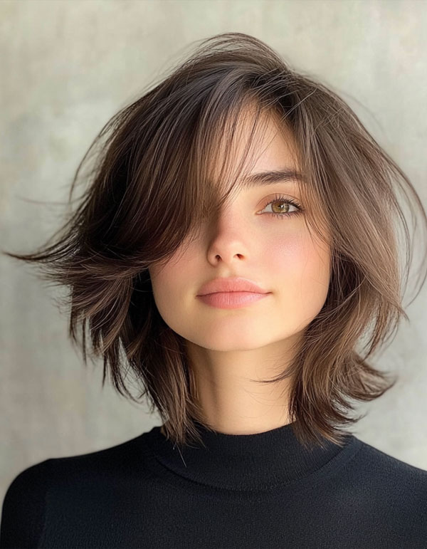 35 Effortless Chic Bob Hairstyles : Wind-Swept Shaggy Bob