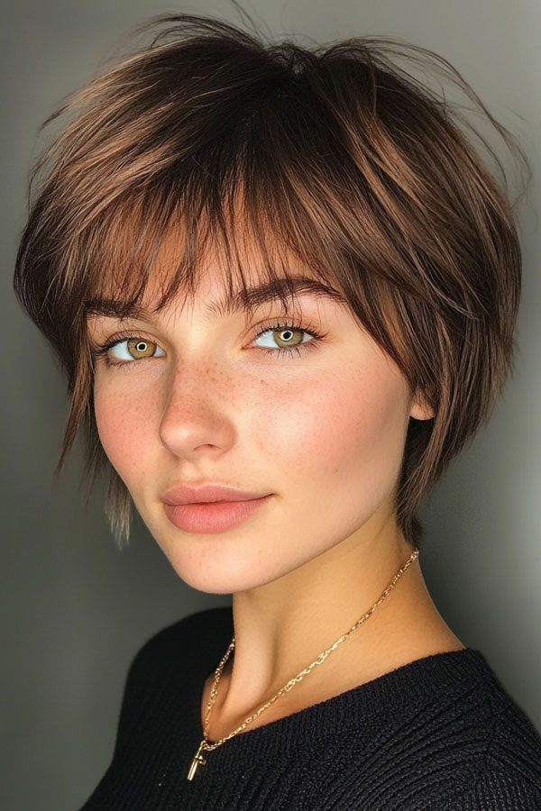 40 Cute Short Haircuts & Hairstyles : Tousled Pixie Bob with Light Layers