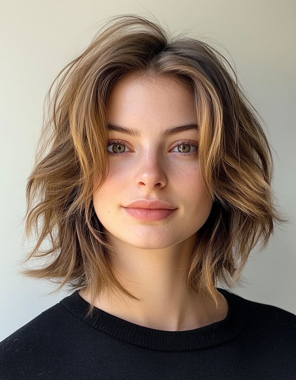 35 Effortless Chic Bob Hairstyles : Textured Mid-Length Bob