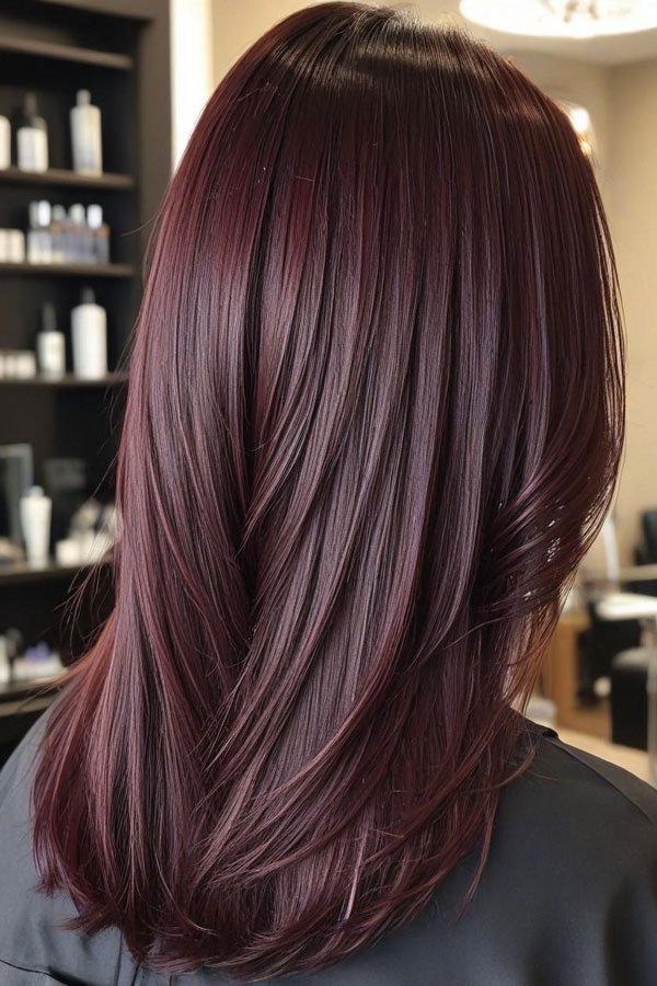 65 Stunning Autumn Hair Colour Shades : Deep Plum Layers