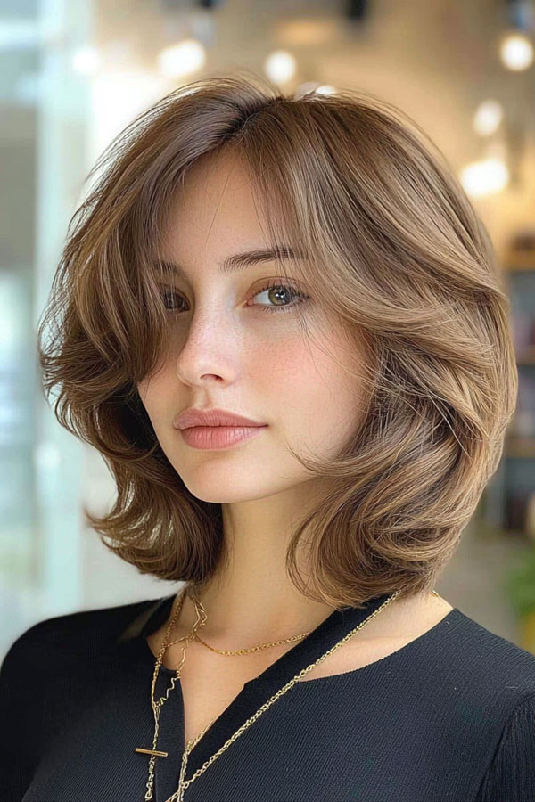 Layered Bob Haircut, Classic Brunette Bob with Soft Layers