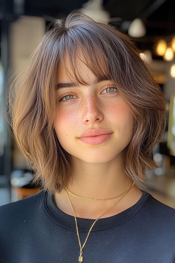 Casual Layered Bob with Wispy Bangs