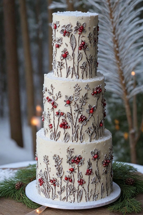 Winter Woodland Cake, wedding cake trend, wedding cake