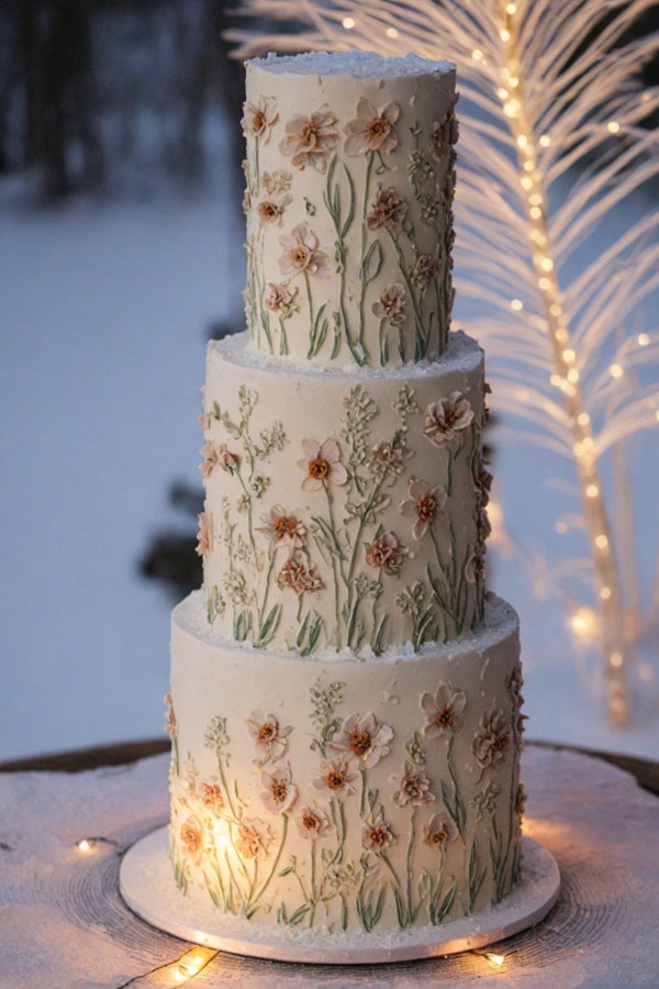 40 Dream Wedding Cakes for Every style : Winter Botanical Cake