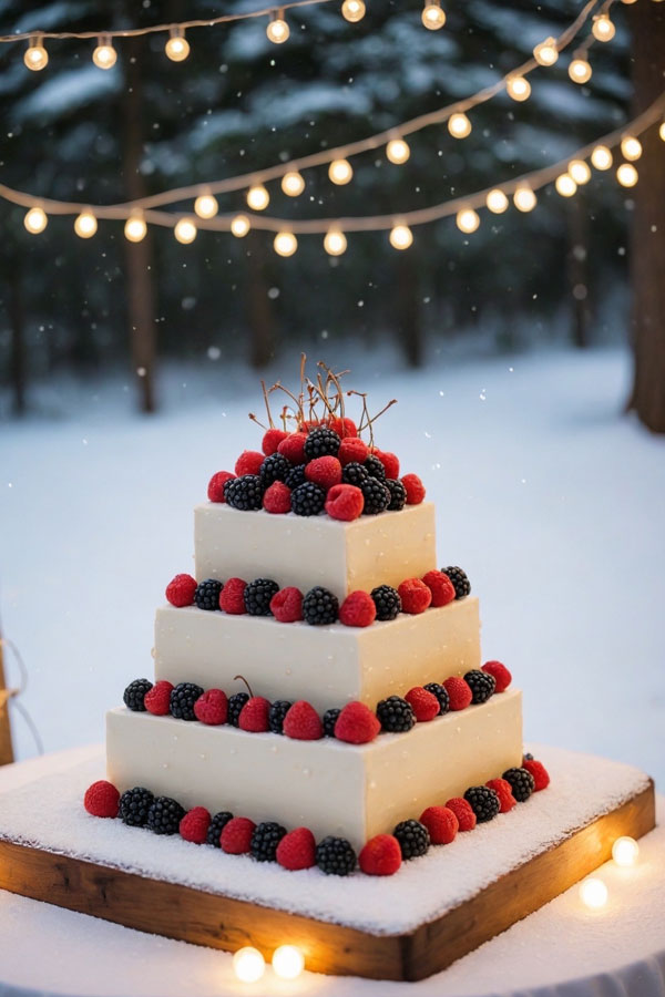 40 Dream Wedding Cakes for Every style : Winter Wonderland Berry Cake