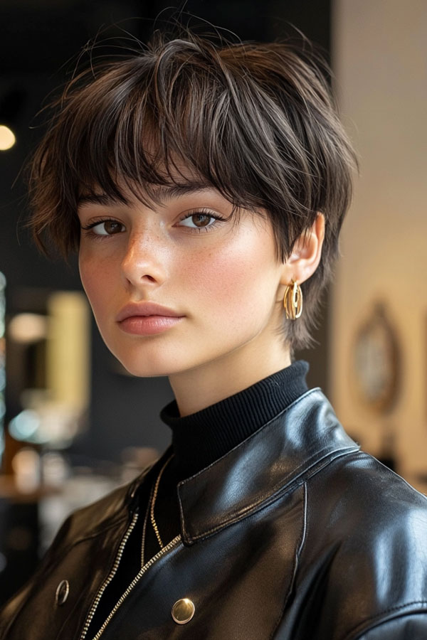 40 Cute Short Haircuts & Hairstyles : Edgy Pixie Cut with Textured Layers