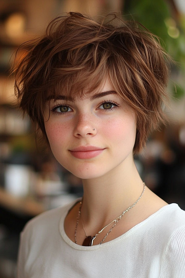 Messy Shaggy Pixie with Volume, cute short haircut, short hairstyle