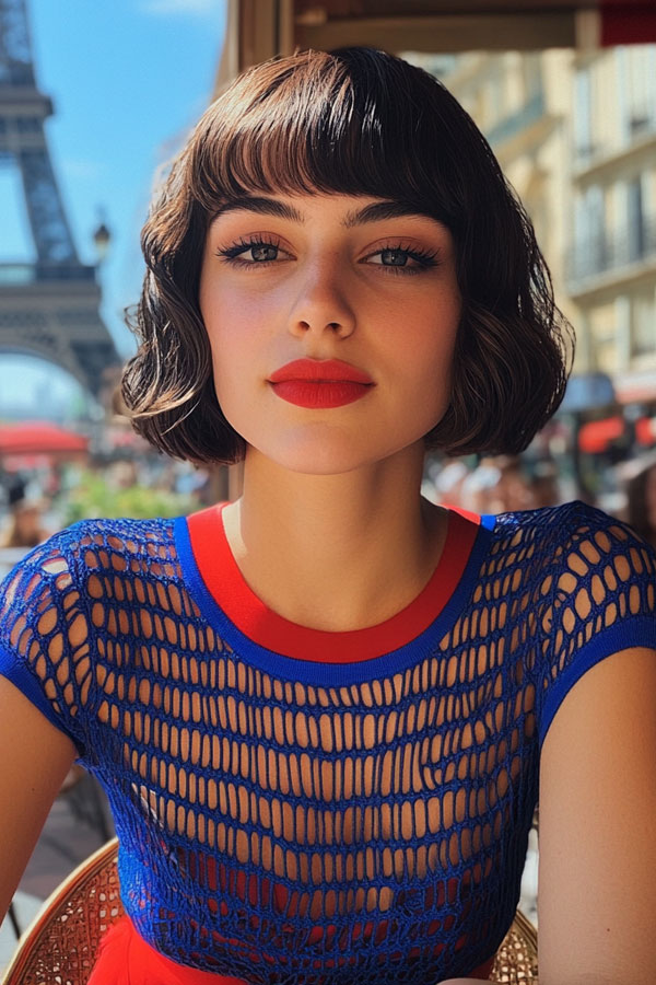 Chic Parisian Vibe, French bob haircut, parisian bob haircut, french bob hairstyle with bangs