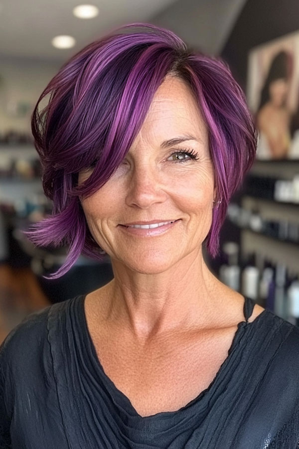 Vibrant Purple Pixie, fall hair color