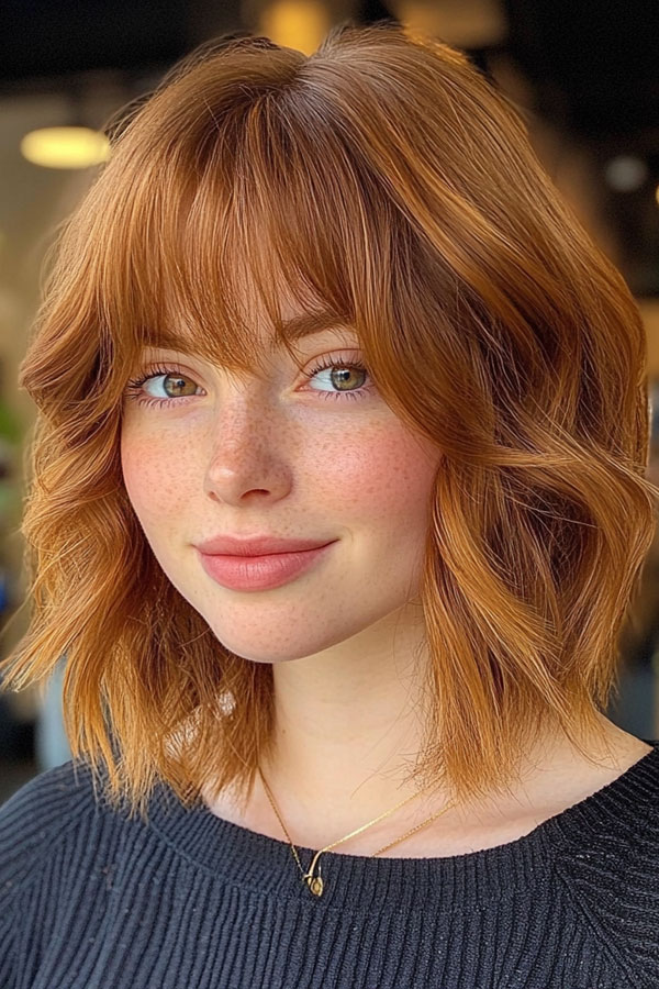 Fiery Copper Shag with Textured Ends, shag haircut