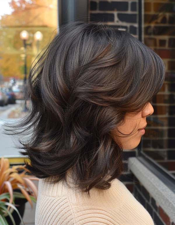 Dark Chocolate Layers, Mid-Length Layered Haircut