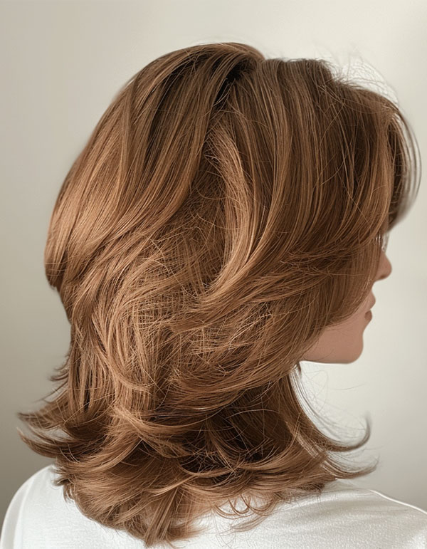 Copper Layered Waves, Mid-Length Layered Haircut