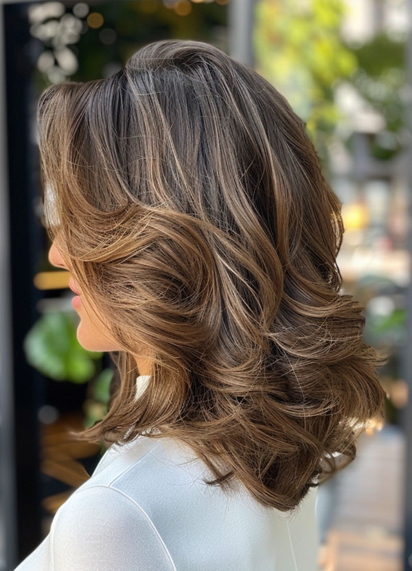 Ash Brown Layers, Mid-Length Layered Haircut