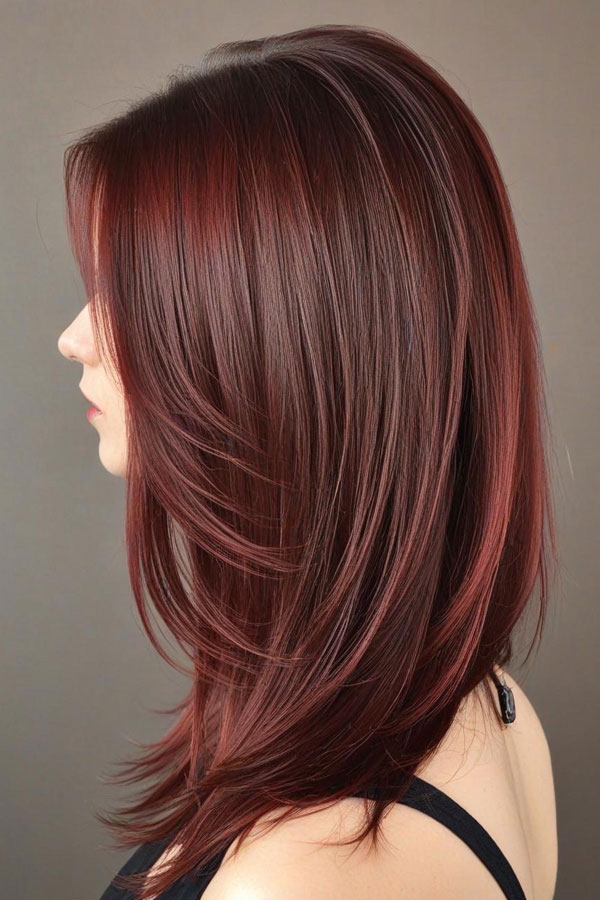 65 Stunning Autumn Hair Colour Shades : Rich Burgundy Layers