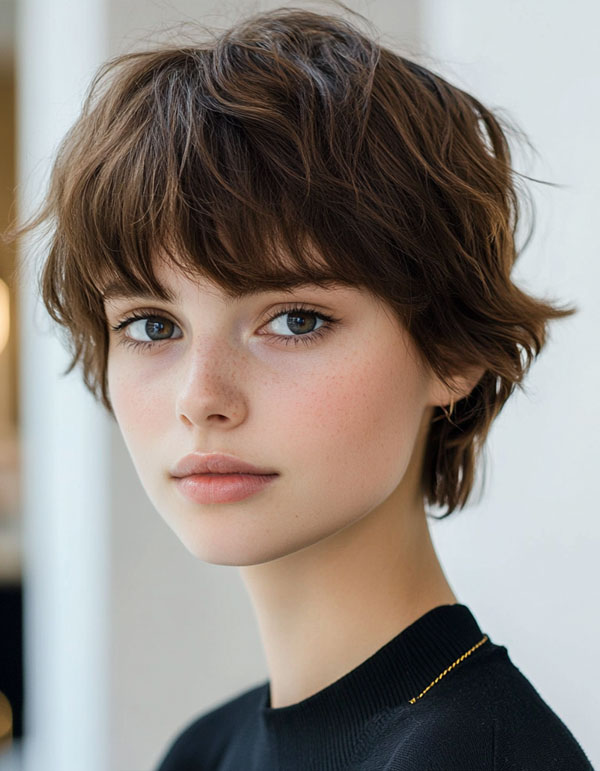 40 Cute Short Haircuts & Hairstyles : Tousled Pixie Bob with Soft Layers