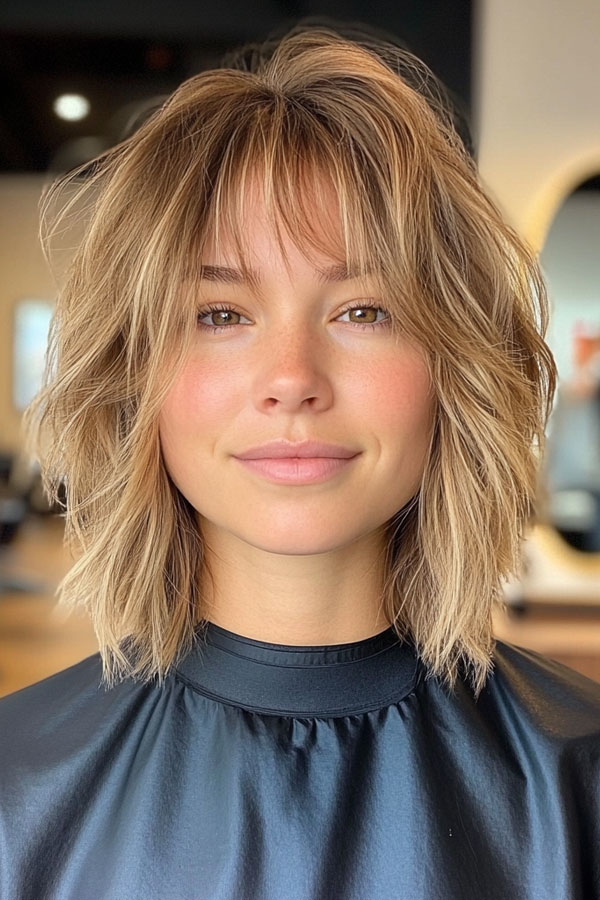 Sun-Kissed Blonde Shag with Soft Texture