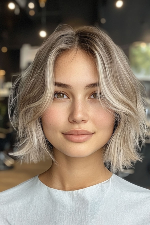 35 Effortless Chic Bob Hairstyles : Platinum Blunt Bob