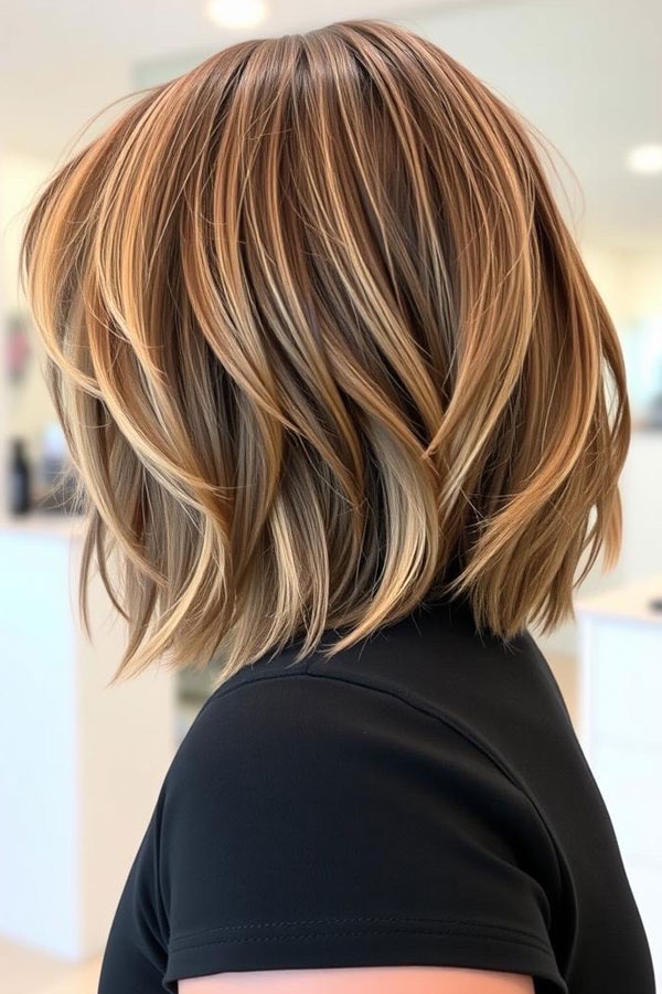 33 Mid-Length Layered Haircuts : Honey Blonde Long Bob