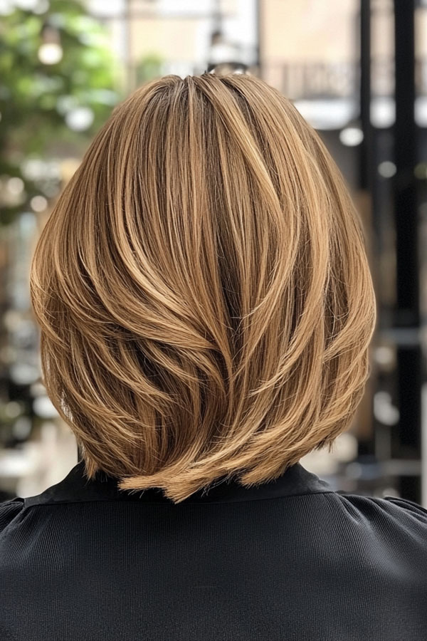 40 Layered Bob Haircuts to Try Now : Textured Caramel Bob with Layers