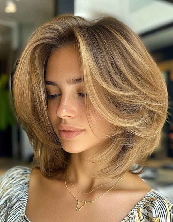 Layered Bob Haircut, Full-Body Layered Bob with Soft Volume