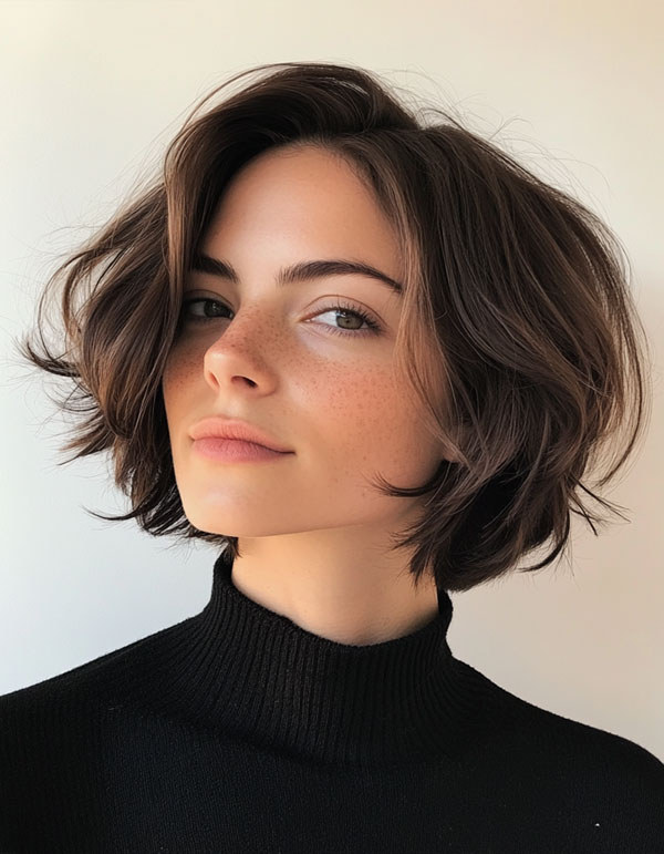 35 Effortless Chic Bob Hairstyles : Effortless Chestnut Wavy Bob