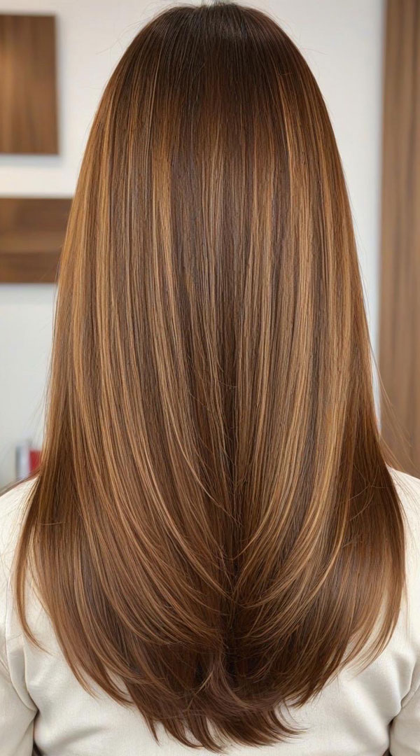 65 Stunning Autumn Hair Colour Shades : Golden Walnut Layers