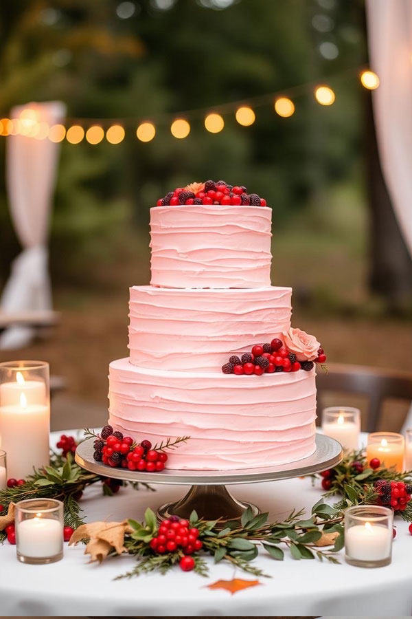 Blush Three-Tiered Wedding Cake, wedding cake trend, wedding cake