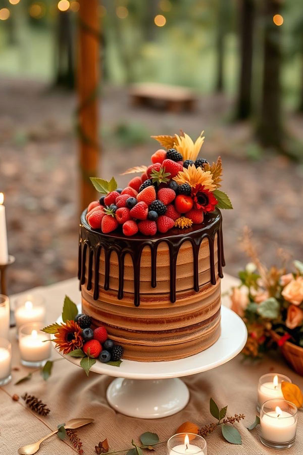 40 Dream Wedding Cakes for Every style : Rustic Autumn Berry Cake