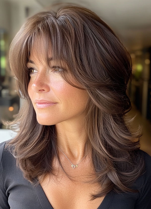 Chocolate Brown Layers, Layered Haircuts For Over 40