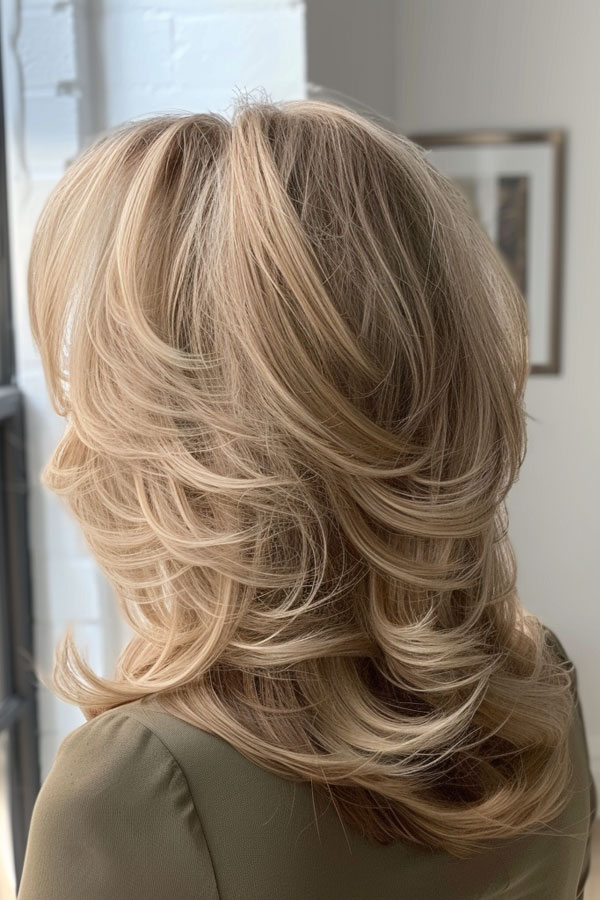 Platinum Blonde Layers, Mid-Length Layered Haircut