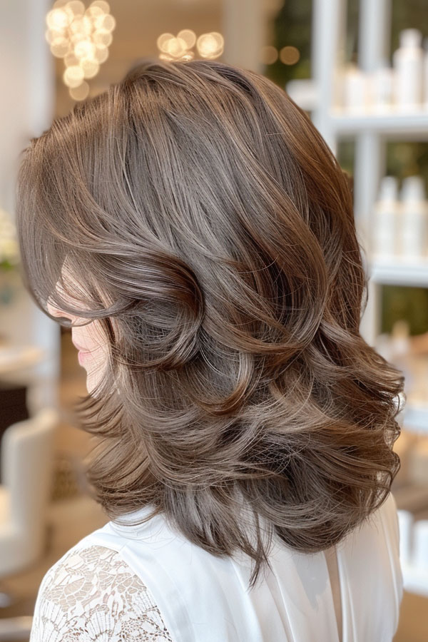 33 Mid-Length Layered Haircuts : Silky Mushroom Brown Layers