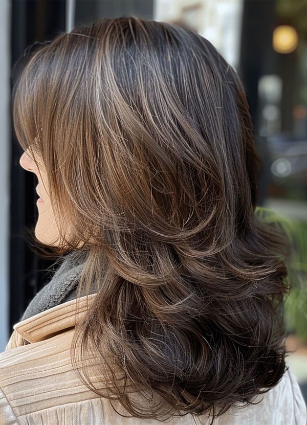 Soft Caramel Layers, Mid-Length Layered Haircut