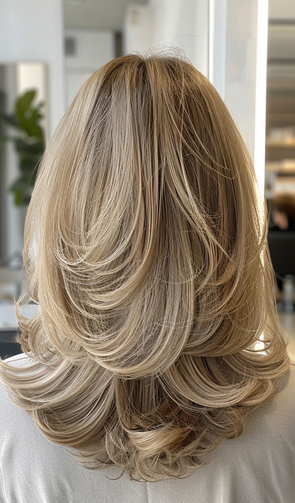 Light Blonde Layers, Mid-Length Layered Haircut