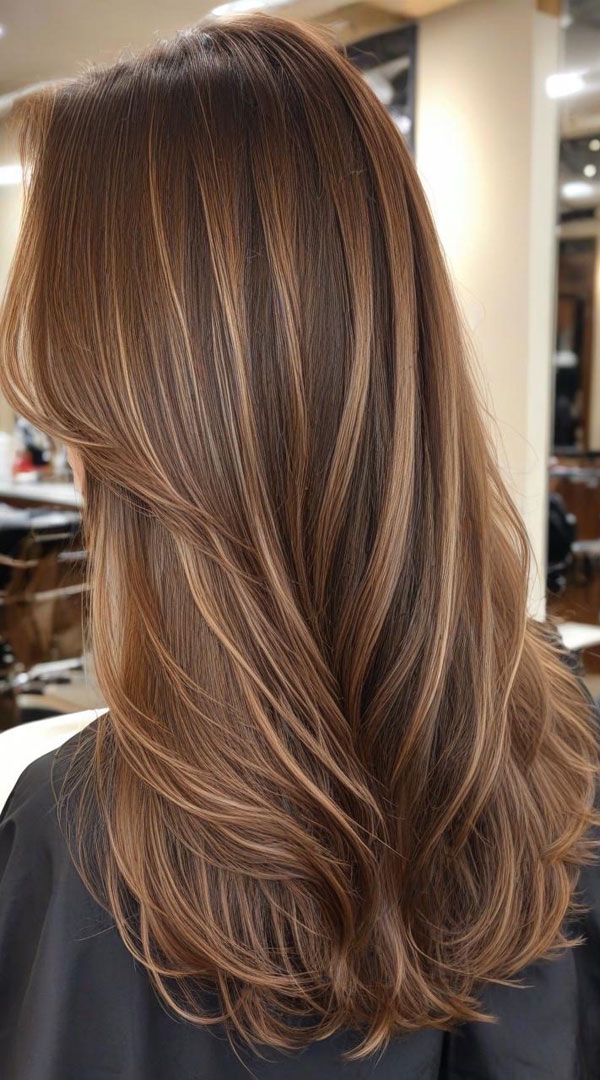 Hazelnut Brown Layers, Autumn Hair Colour Shades, fall hair color