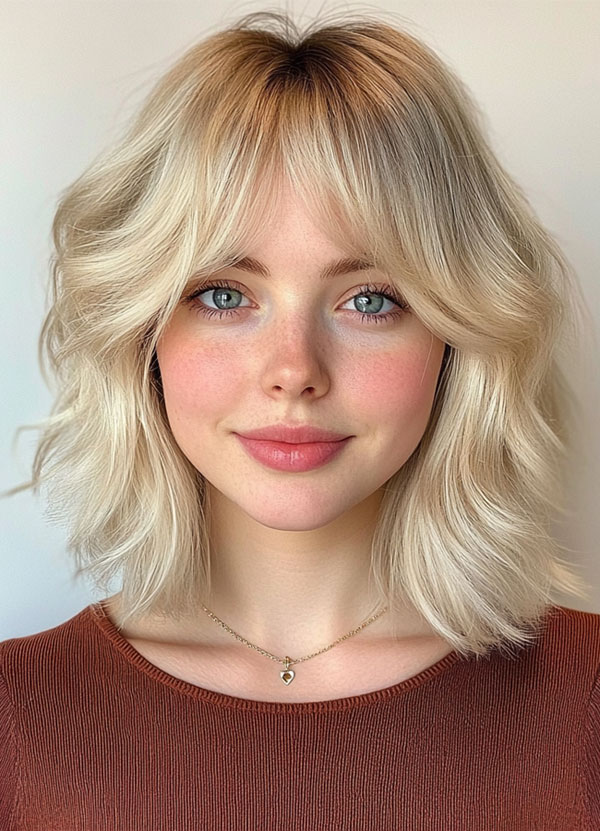 50 Effortless Shag Haircuts To Rock : Soft Platinum Shag with Subtle Waves