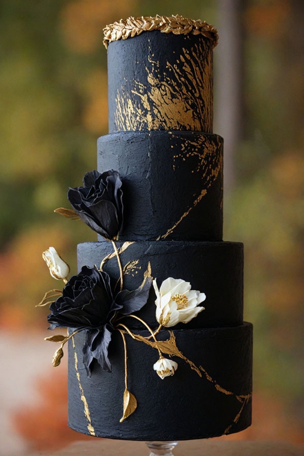 Golden Midnight Elegance, wedding cake trend, wedding cake