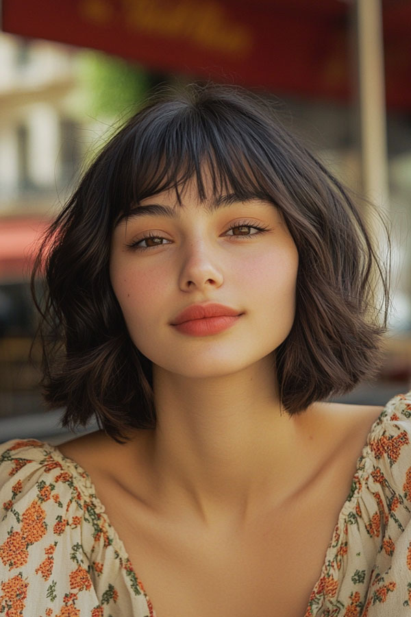 Bohemian Textured Bob, French bob haircut, parisian bob haircut, french bob hairstyle with bangs