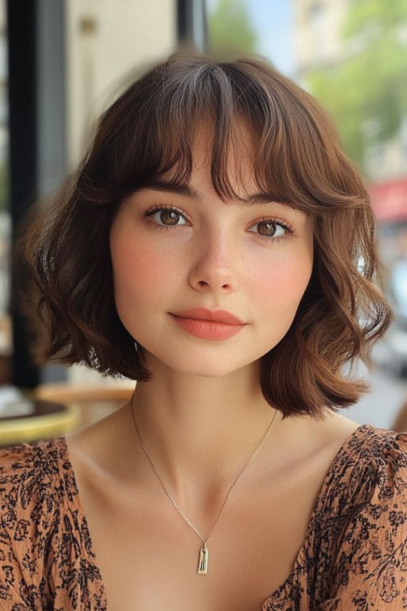 33 Chic Parisian French Bob Haircuts Warm Chestnut Softly Waved Bob