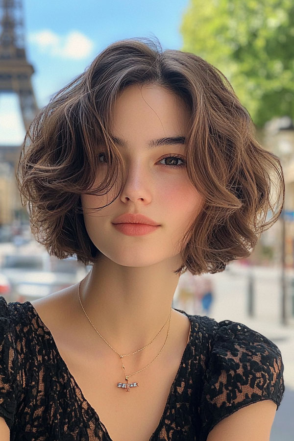 Tousled Side Part Parisian Bob, French bob haircut, parisian bob haircut, french bob hairstyle with bangs