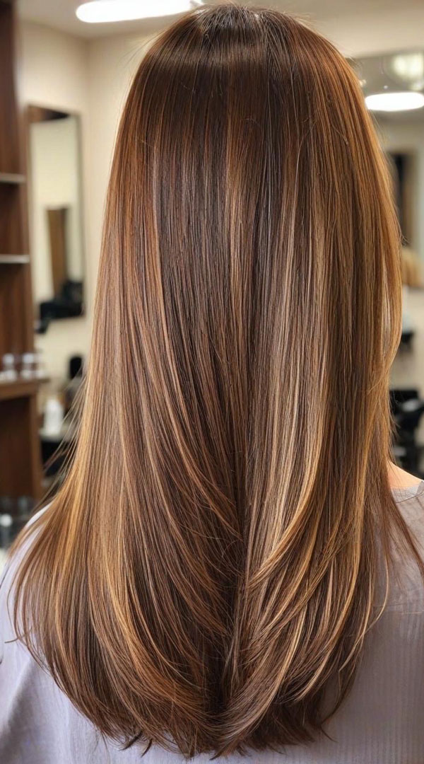 65 Stunning Autumn Hair Colour Shades : Warm Honey Brown Long Hair