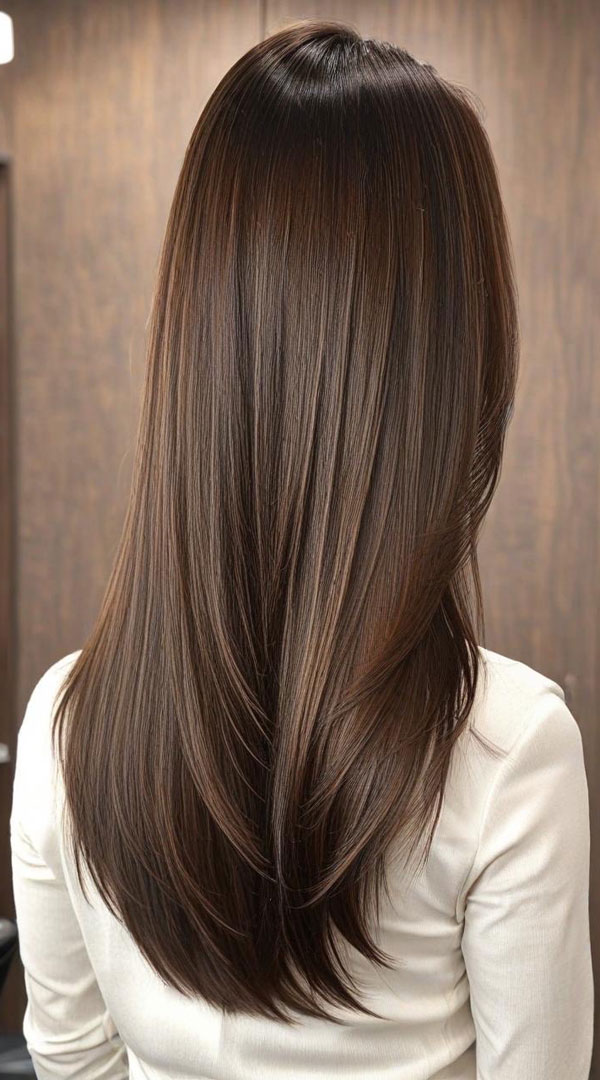 65 Stunning Autumn Hair Colour Shades : Rich Espresso Brown Long Layers