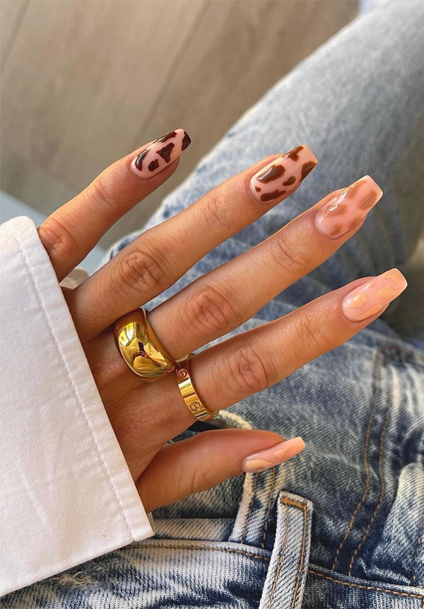 30 Cute Autumn Nail Designs to Fall For This Season : Wild Earthy Autumn Hues